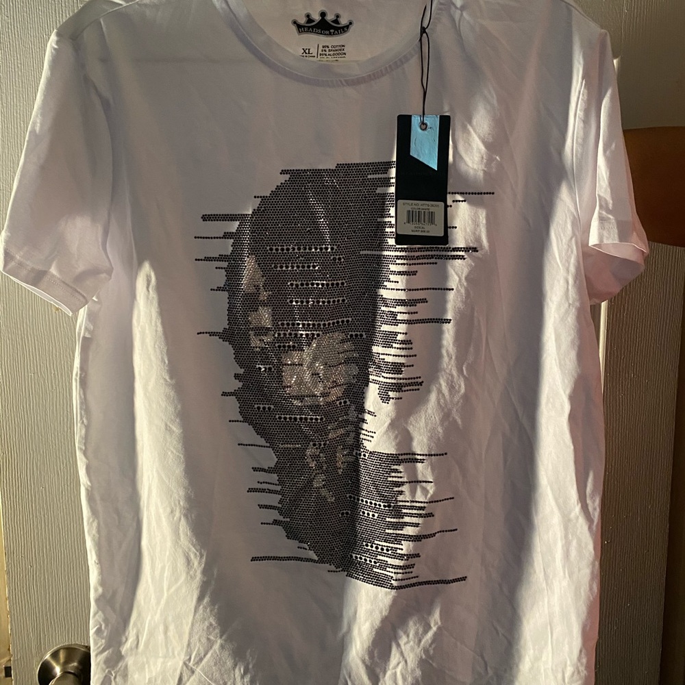 Heads Or Tails White Jeweled Tshirt